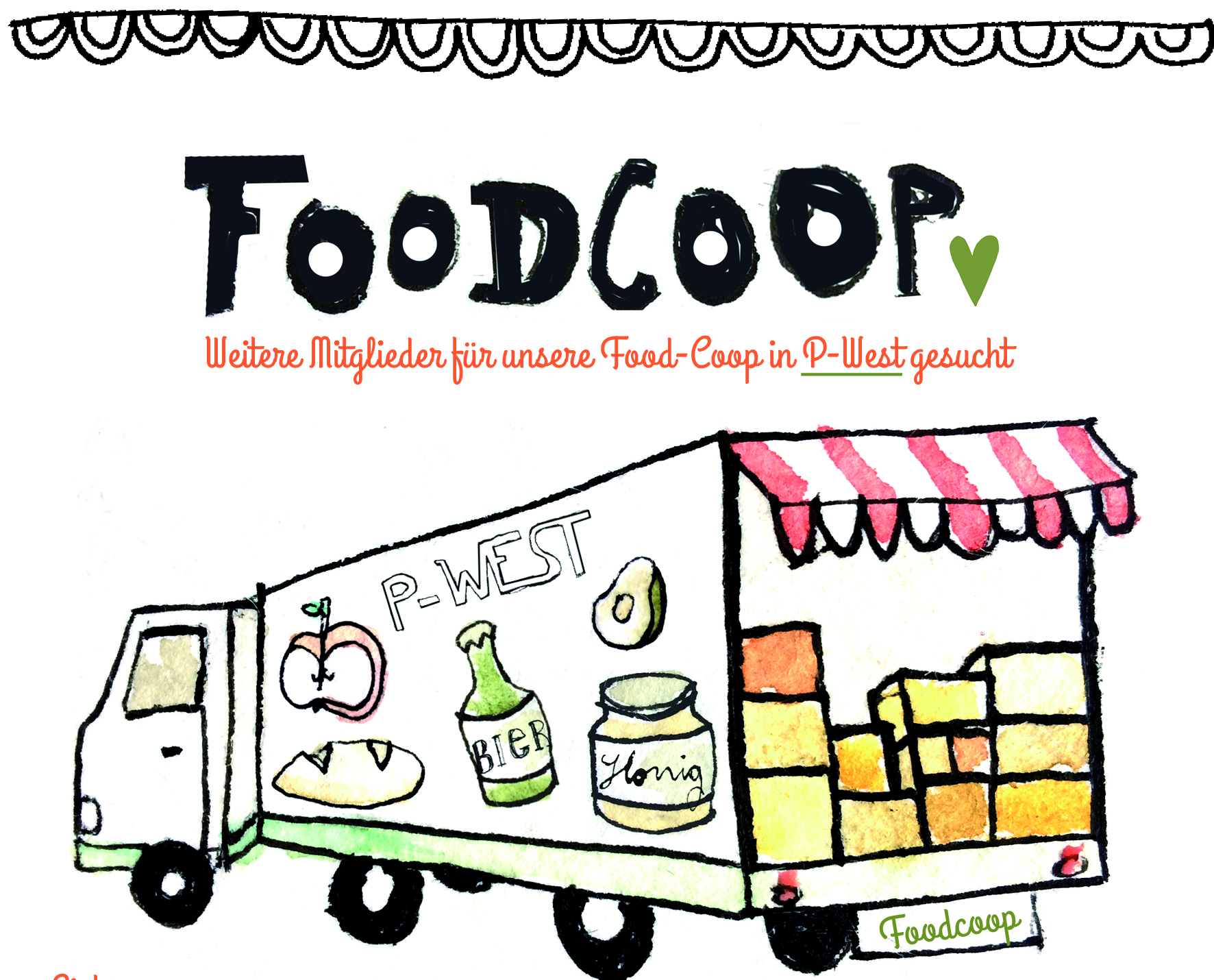 Suchen neue Mitglieder Foodcoop Potsdam West Illustration ANita Hunke